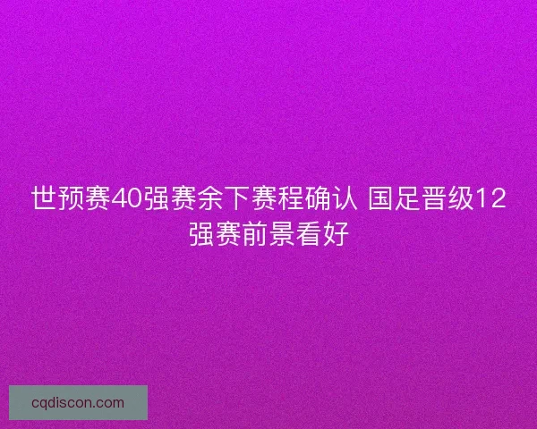 世预赛40强赛余下赛程确认 国足晋级12强赛前景看好
